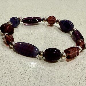 Glass and Dyed Agate Bead Bracelet